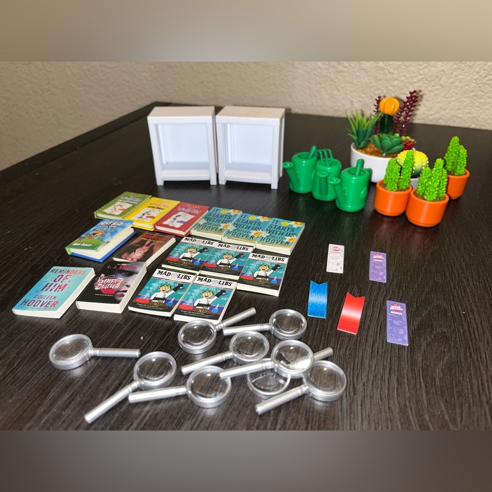 Mini brands garden, and books